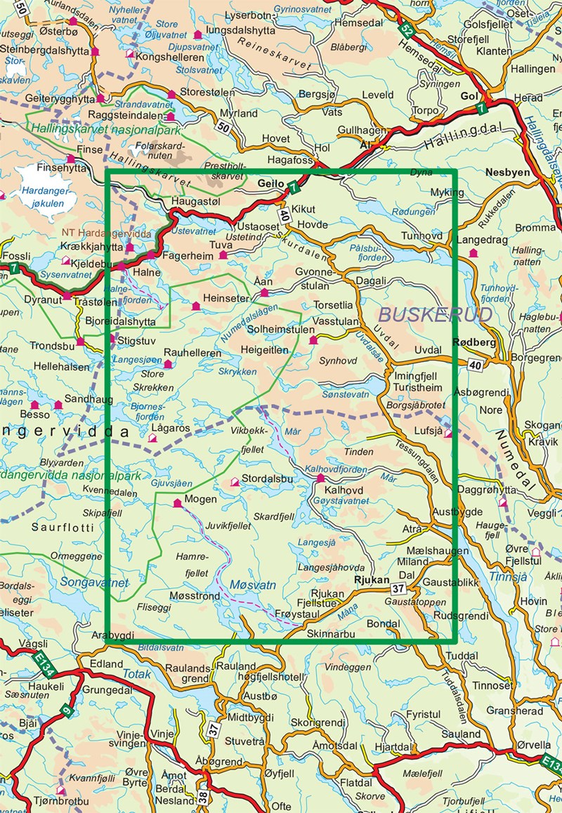 Hiking map-Turkart Hardangervidda East 1:100,000