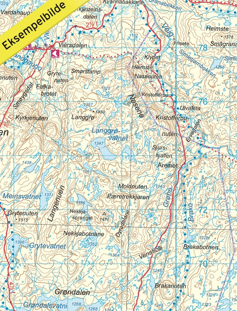 Hiking map-Turkart Hardangervidda Vest 1:100,000 (2018)