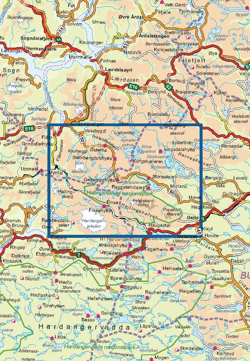 Walking map Topo 3000 Hallingskarvet Nasjonalpark 1:50,000 (2016)