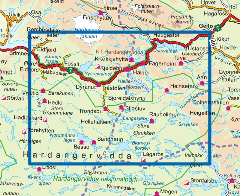 Hiking map Topo 3000 Hardangervidda 1:50,000