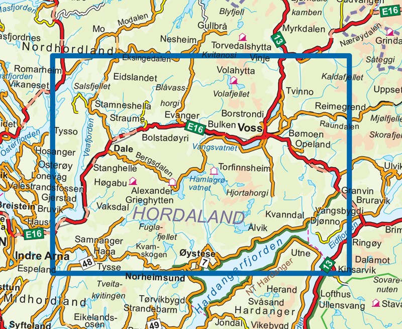 Hiking map Topo 3000 Voss - Bergsdalen 1:50,000 (2017)