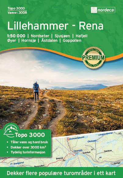Hiking map Topo 3000 Lillehammer - Rena 1:50,000 (2017)