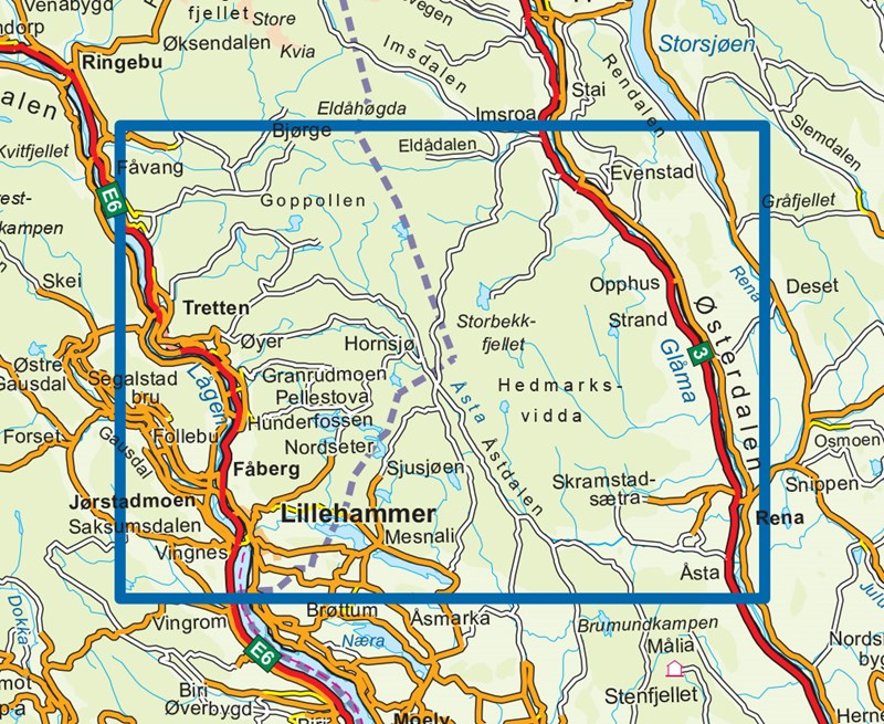 Hiking map Topo 3000 Lillehammer - Rena 1:50,000 (2017)