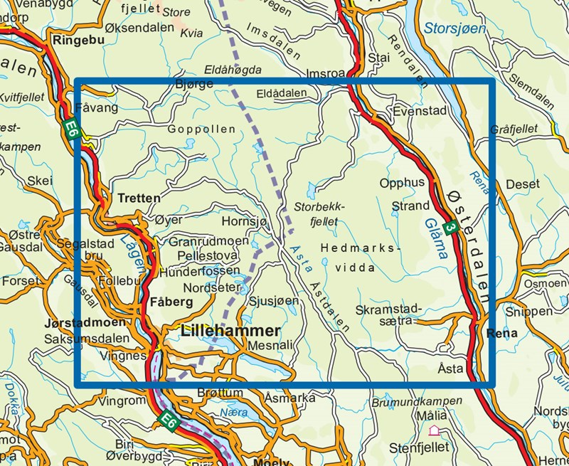 Wandelkaart Topo 3000 Lillehammer - Rena 1:50.000 (2017)