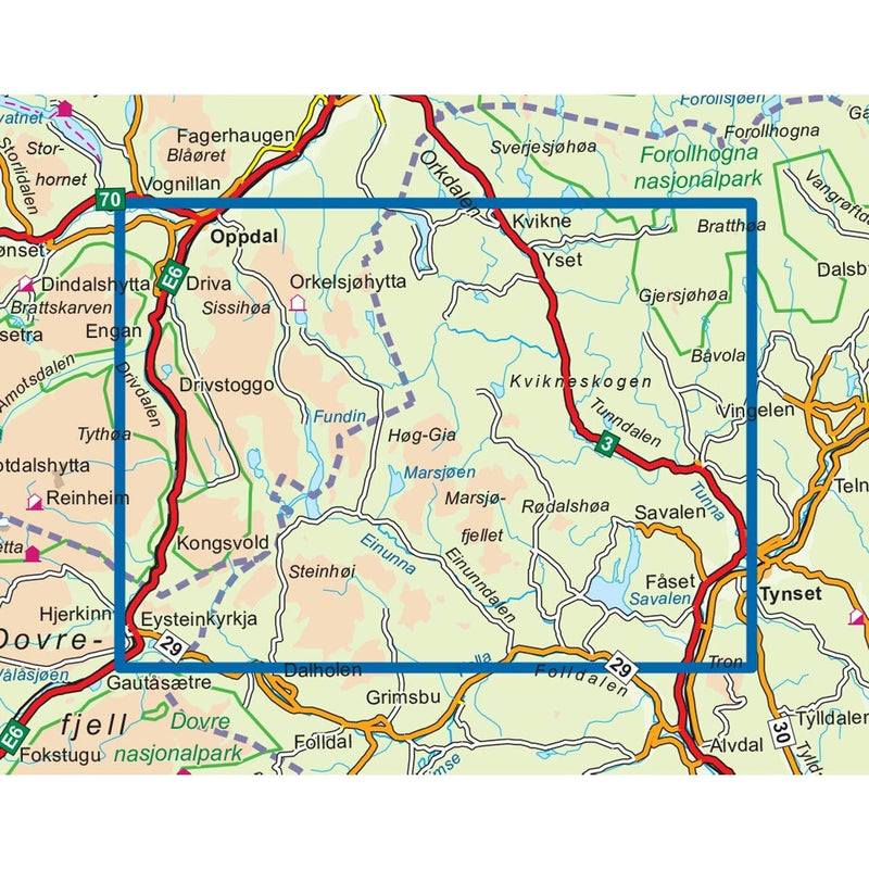 Hiking map Topo 3000 Dovrefjell Ost 1:50,000