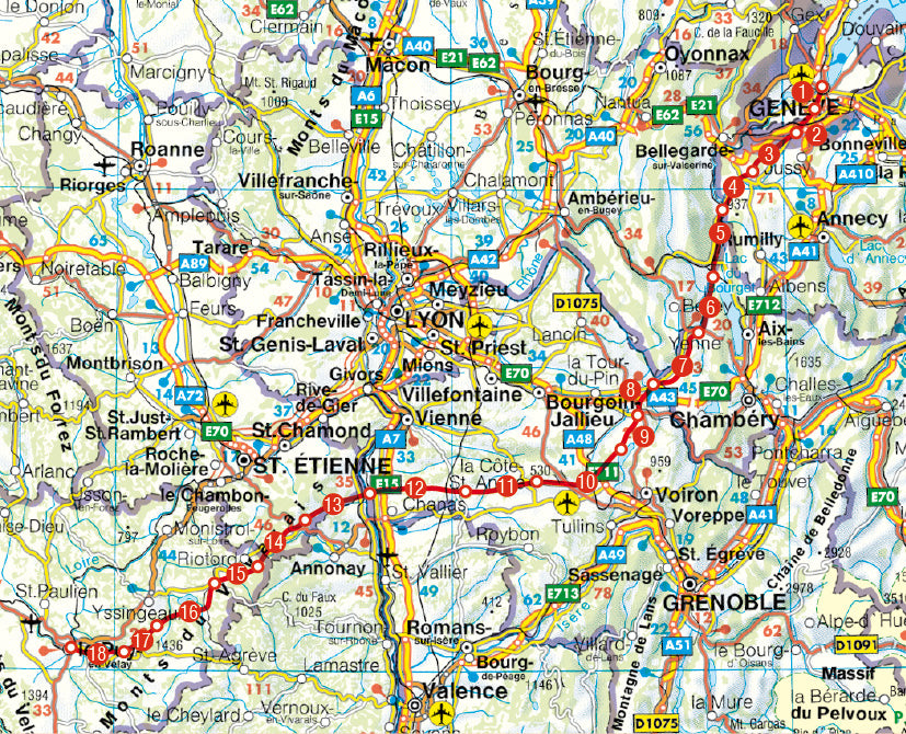 Wandelgids Via Gebennensis - Jakobsweg von Genf nach Le Puy 50 Etappen (2.A 2023)