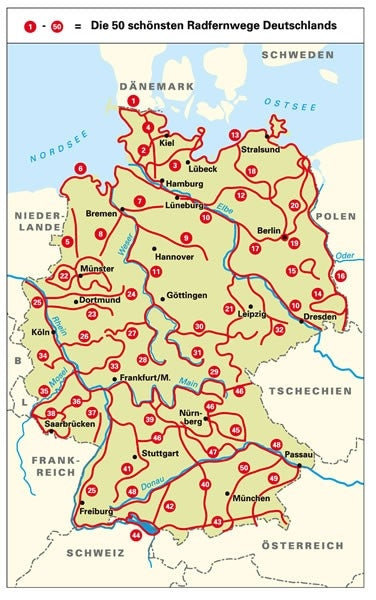 Die 50 schönsten Radfernwege in Deutschland 3.A 2018