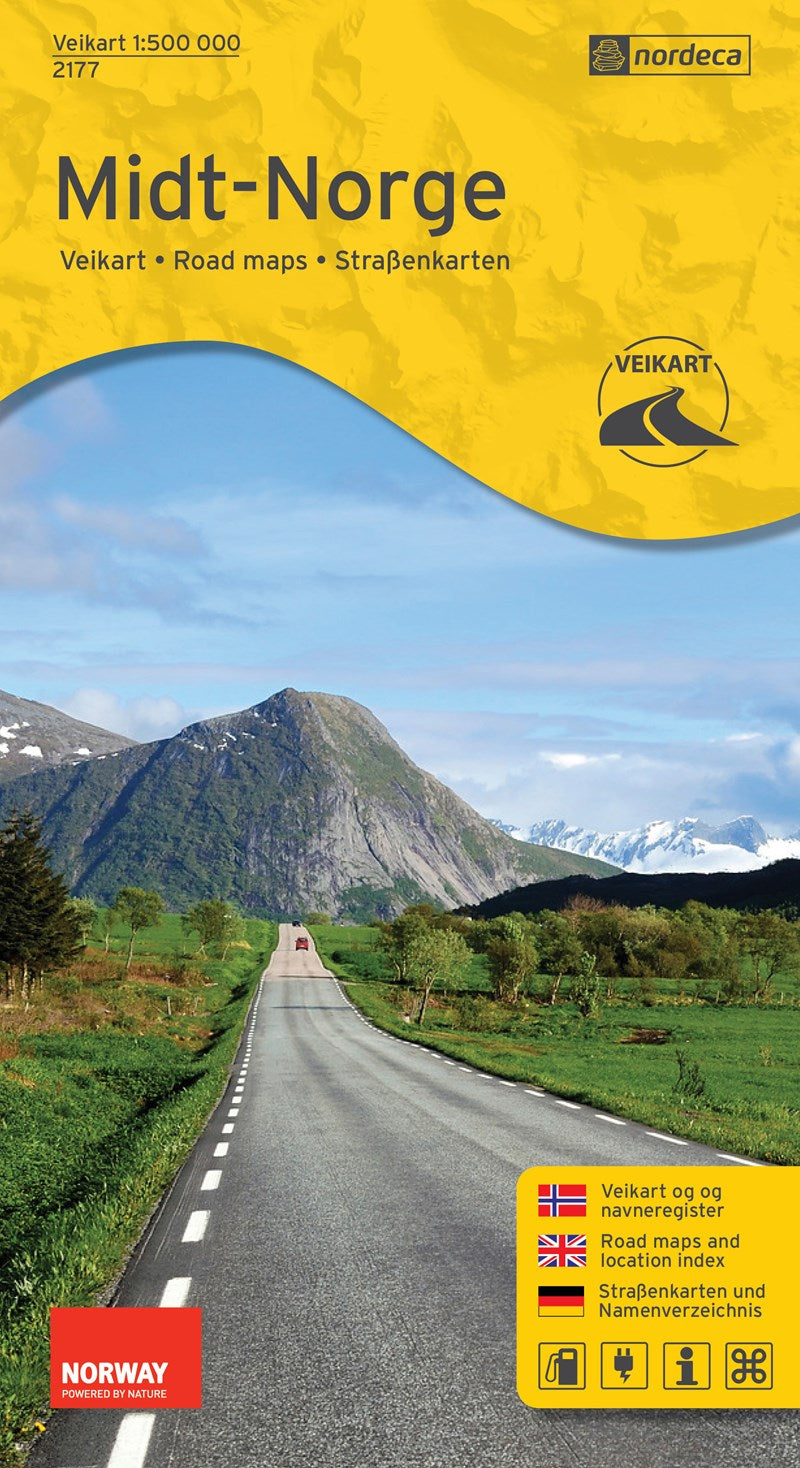 Wegenkaart/Roadmap- Midt-Norge 1:500.000 2018-2019