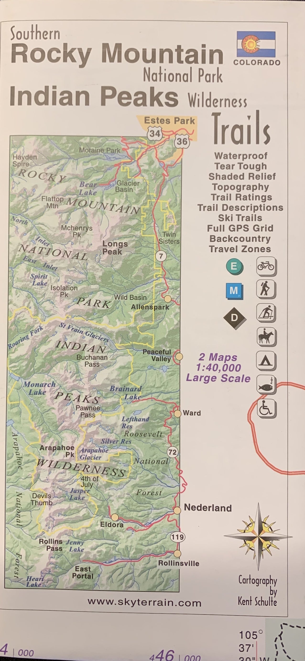 Hiking map Rocky Mountain National Park/Indian Peaks