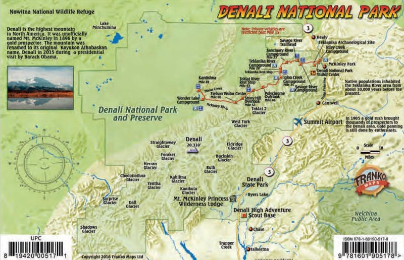 Denali National Park Map &amp; Wildlife Guide Laminated Card