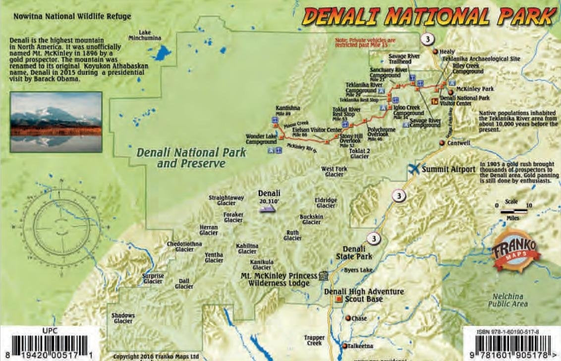 Denali National Park Map & Wildlife Guide  Laminated Card