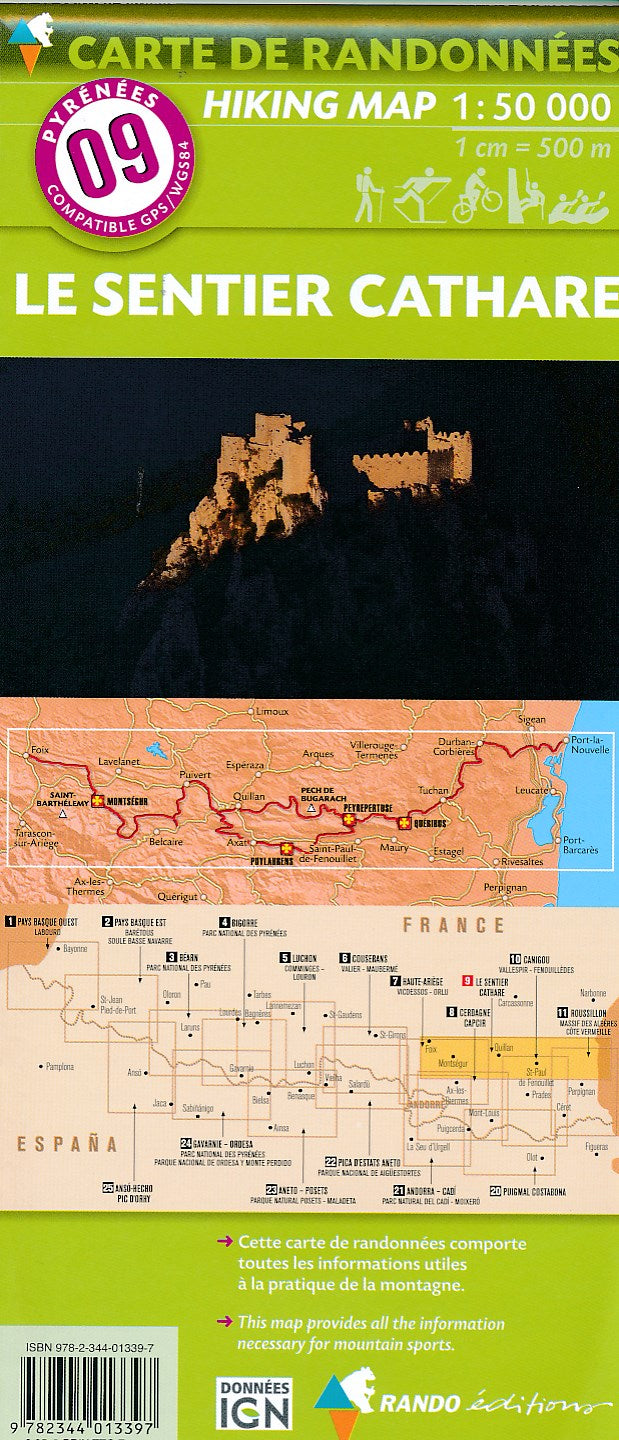 Wandelkaart Pyreneeën Blad 09 Le Sentier Cathare 1:50.000 (2016)