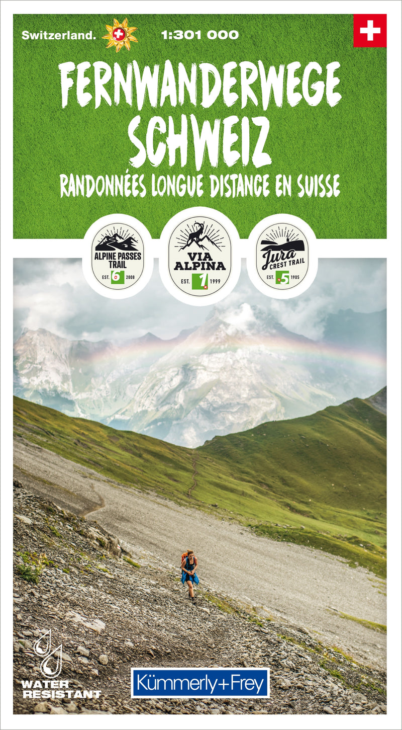 Fernwanderwege Schweiz 1:301 000 Randonnées longue distance in Suisse