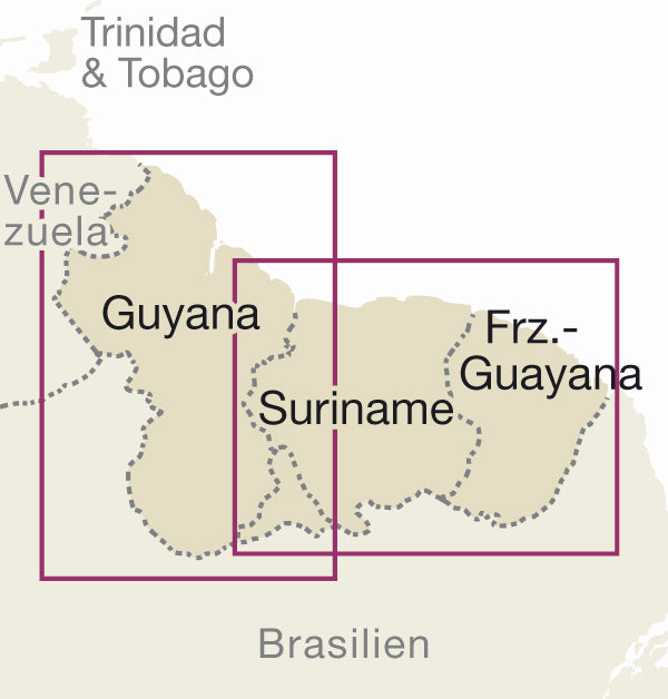 Road map Suriname/Guyana/French Guiana 1:850,000 1.A 2014