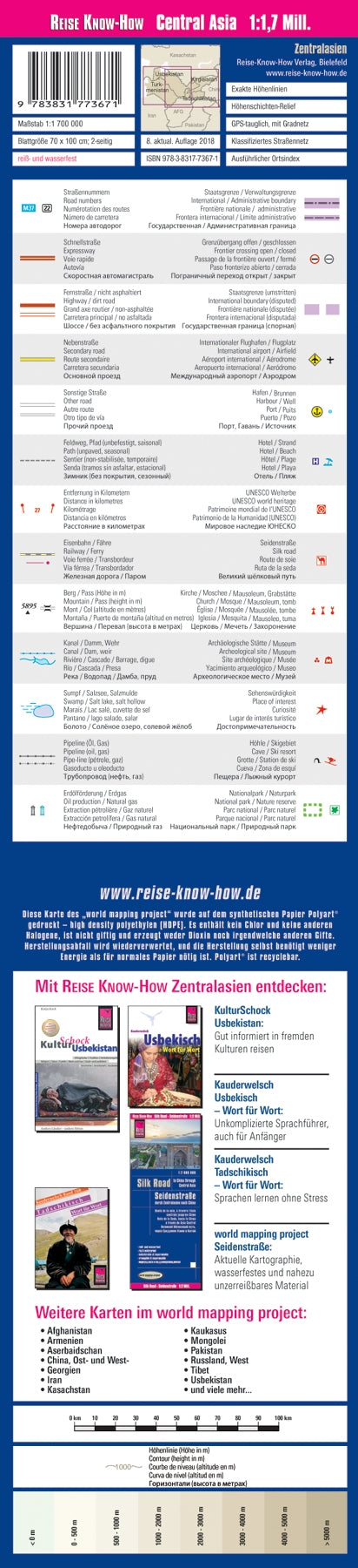 Road map Central Asia | Zentral-Asien 1:1 700,000 8.A 2018