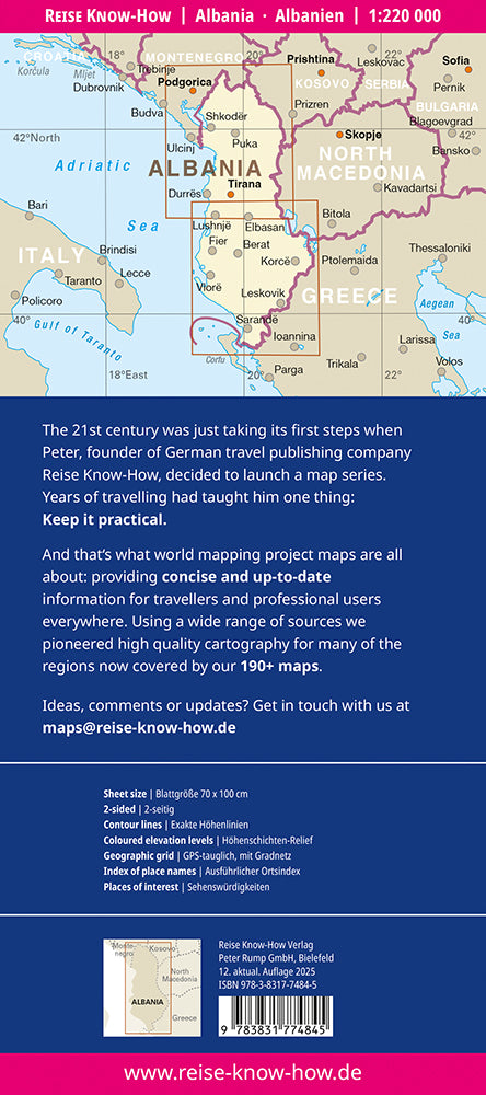 Wegenkaart LK Albania 1:220.000