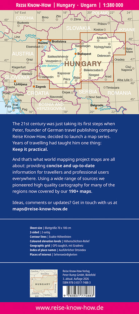 Wegenkaart Hungary 1:380 000  3.A 2026