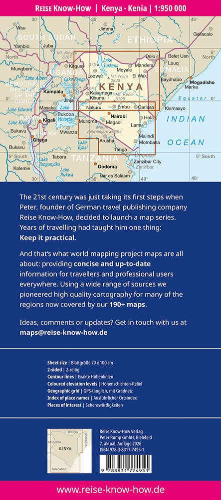 Wegenkaart Kenya 1:950.000  7.A 2026