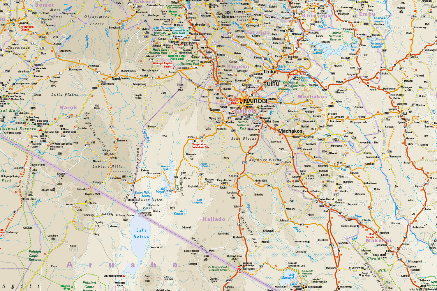 Wegenkaart Kenya 1:950.000  7.A 2026