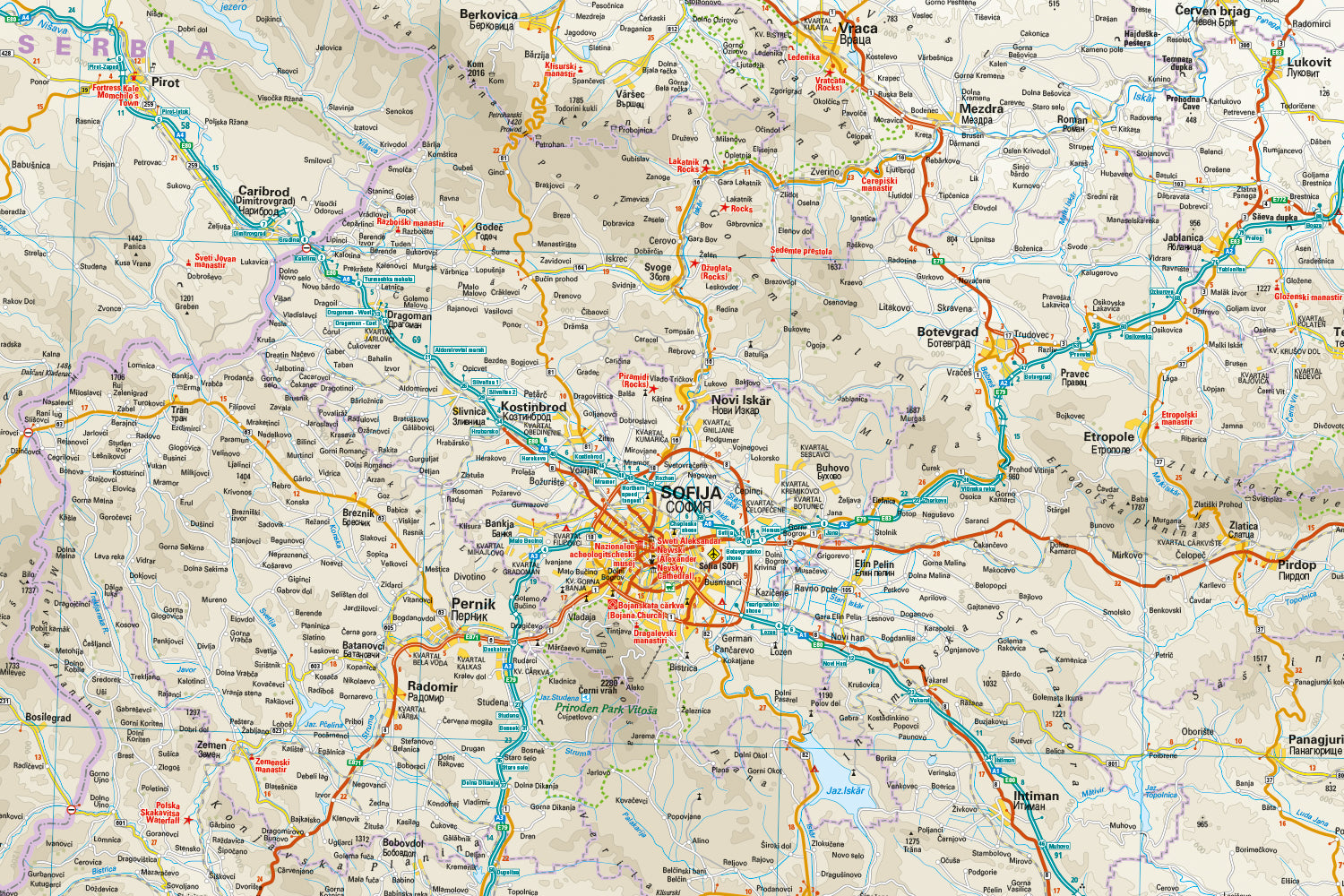 Landkaart Bulgaria/Bulgarien/Bulgarije 1:400.000