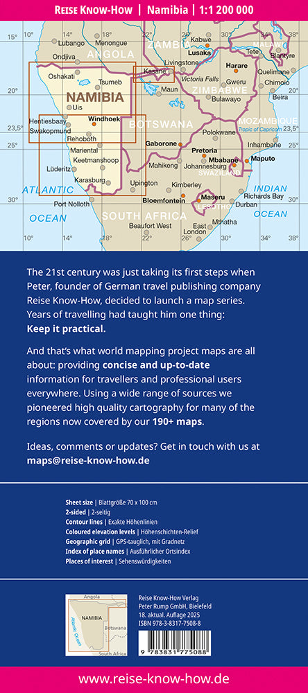 Wegenkaart Namibia 1:1,200.000 18.A 2025