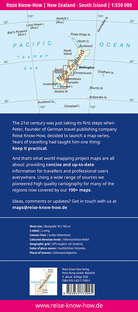 Wegenkaart New Zealand - South Island 1:550.000 4.A 2026