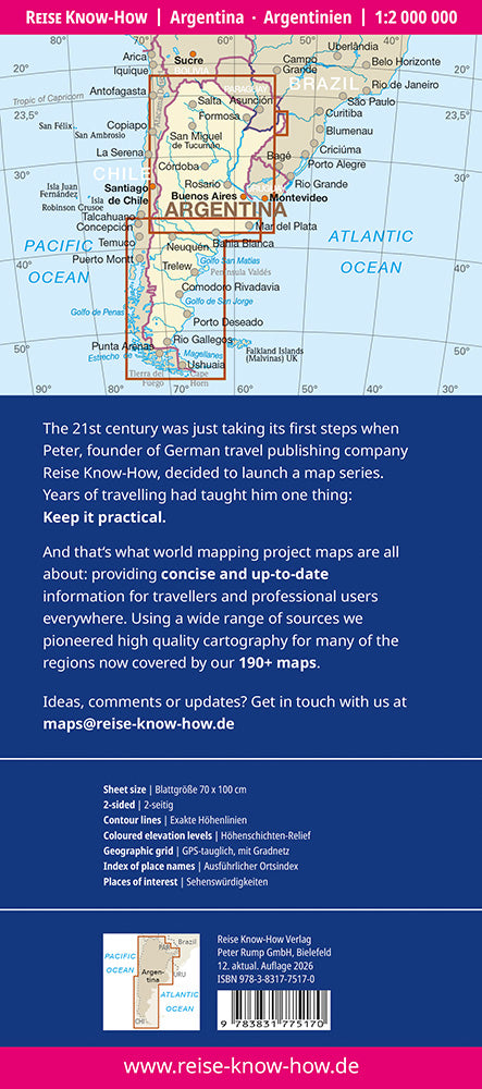 Wegenkaart Argentina |  Argentinien 1:2m 12.A 2026