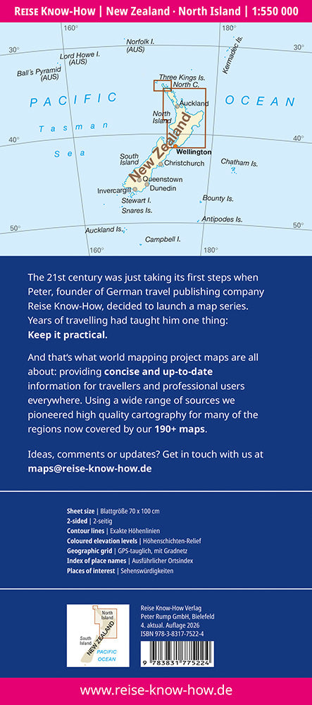 Road map New Zealand - North Island 1:550,000 2.A 2018