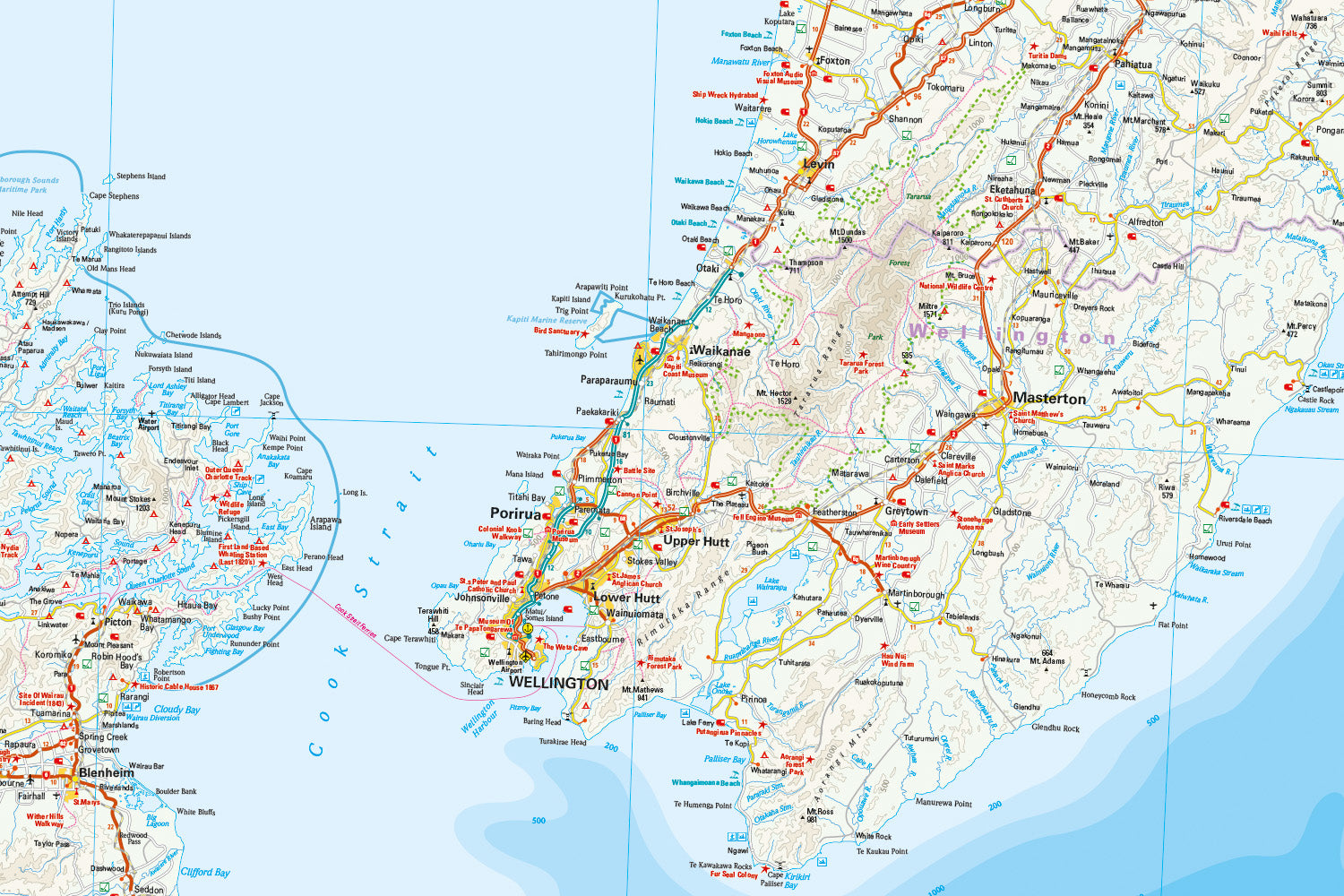Road map New Zealand - North Island 1:550,000 2.A 2018