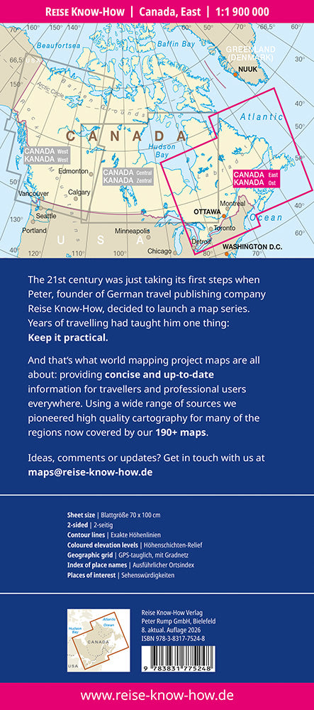 Wegenkaart Canada East 1:1.9 Mio  8.A 2026