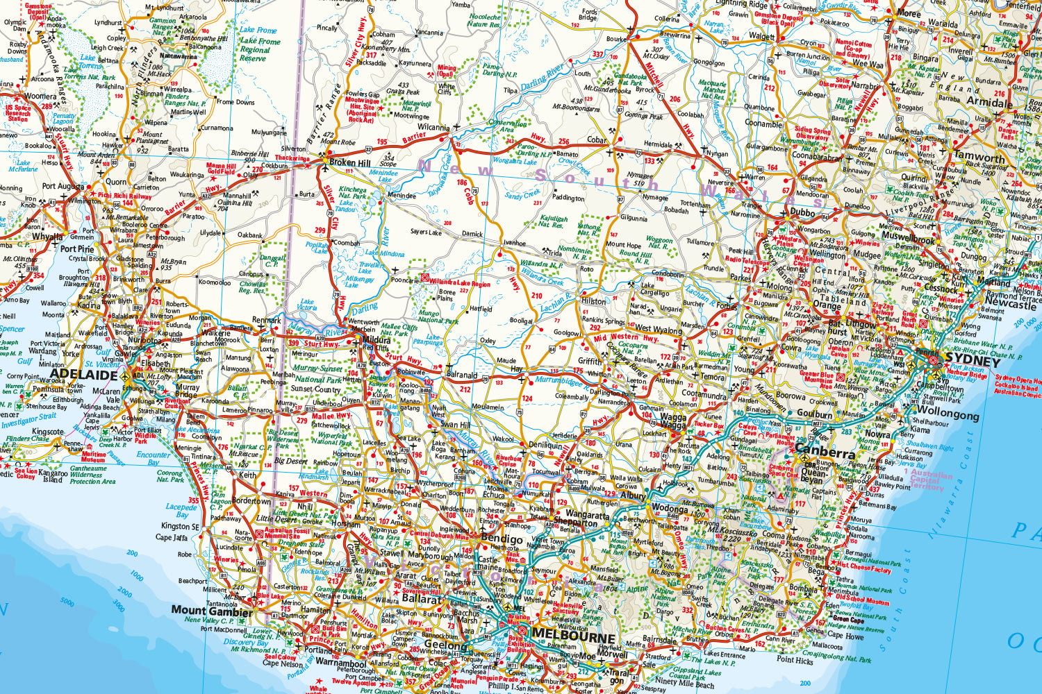 Road map Australia 1:4m 6.A 2018