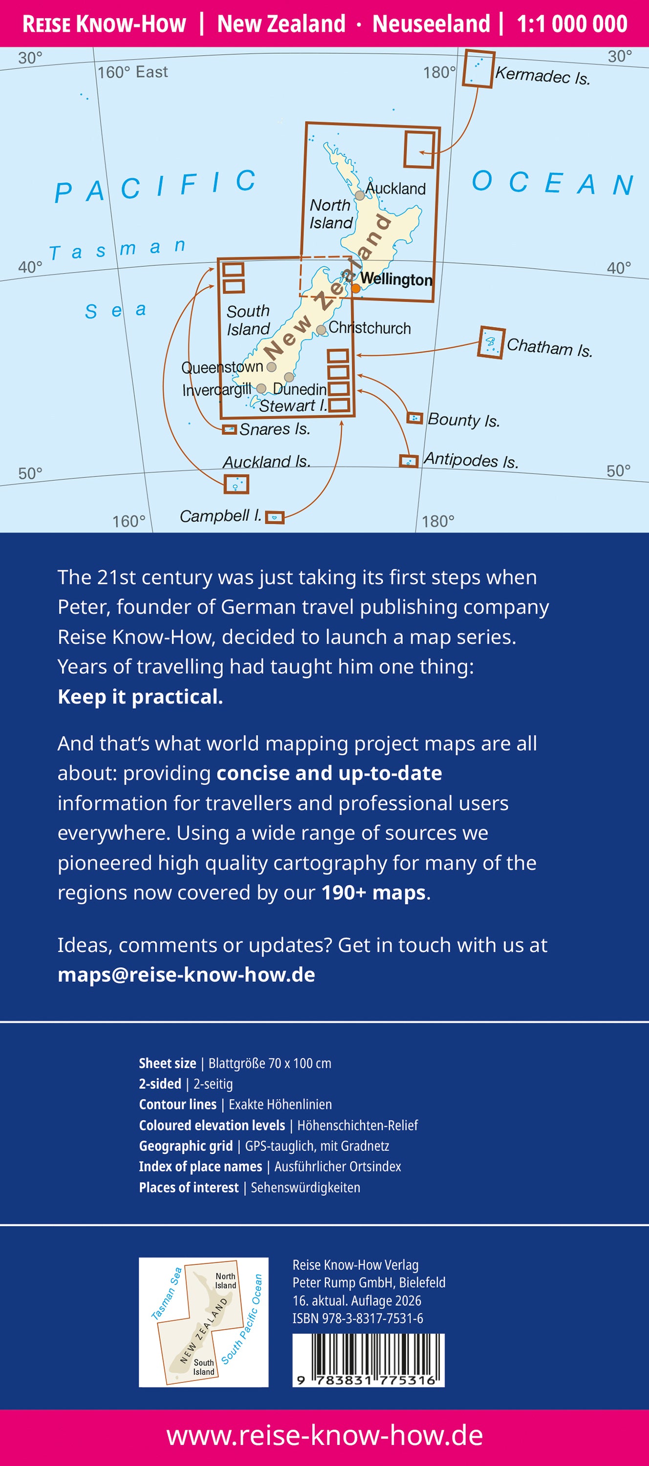 Road map New Zealand/Neuseeland 1:1,000,000 15.A 2019