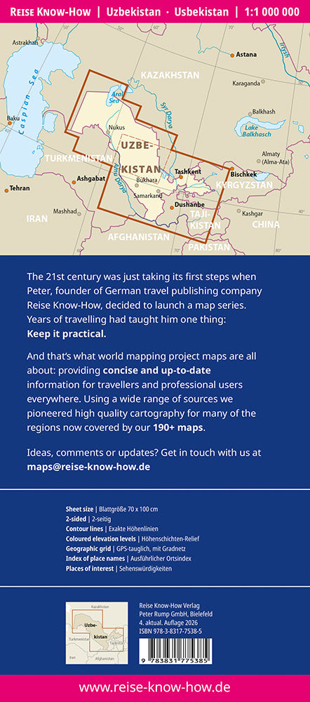 Wegenkaart Usbekistan 1:1m