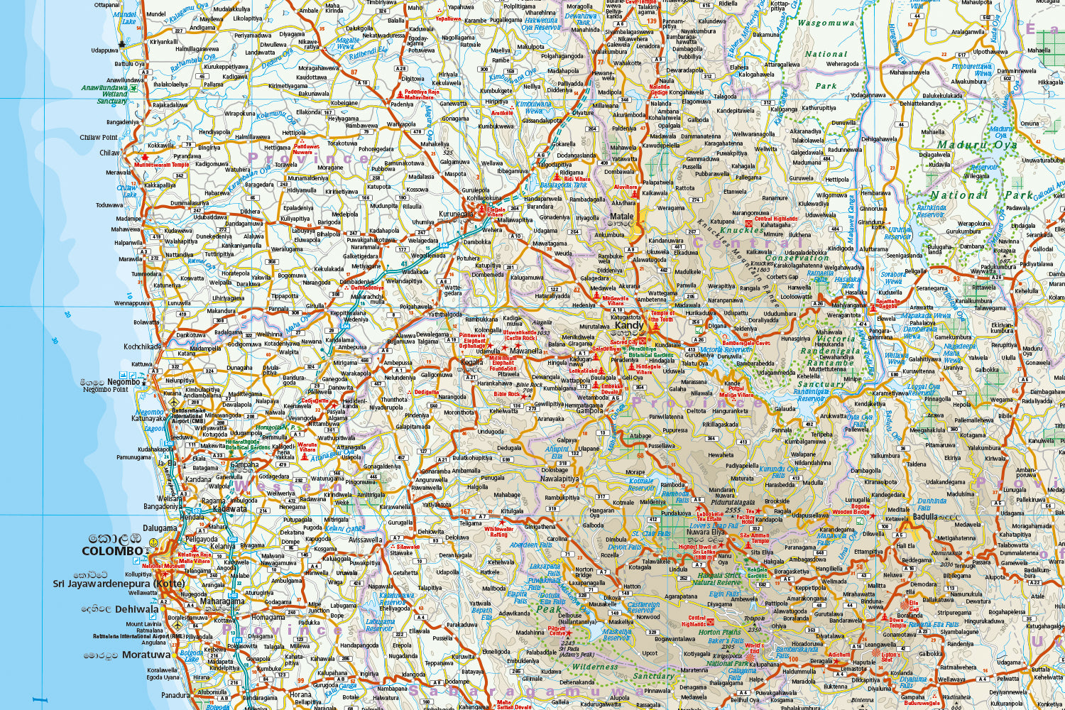 Wegenkaart Sri Lanka 1:500.000