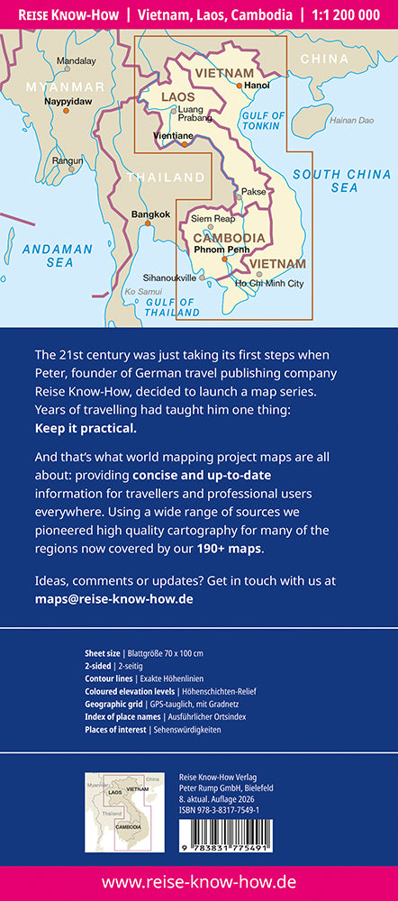 Road map Vietnam, Laos Cambodia 1:1.2mil. 7.A 2023