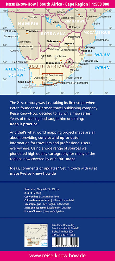 Wegenkaart South Africa - Cape Region 1:500.000 8.A 2026