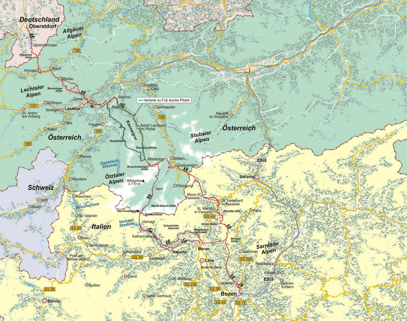 Wandelgids: E5 Oberstdorf - Meran/Bozen (323)