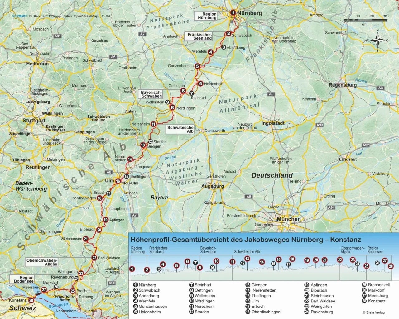 Wandelgids Jakobsweg NÃ¼rnberg-Konstanz (142)