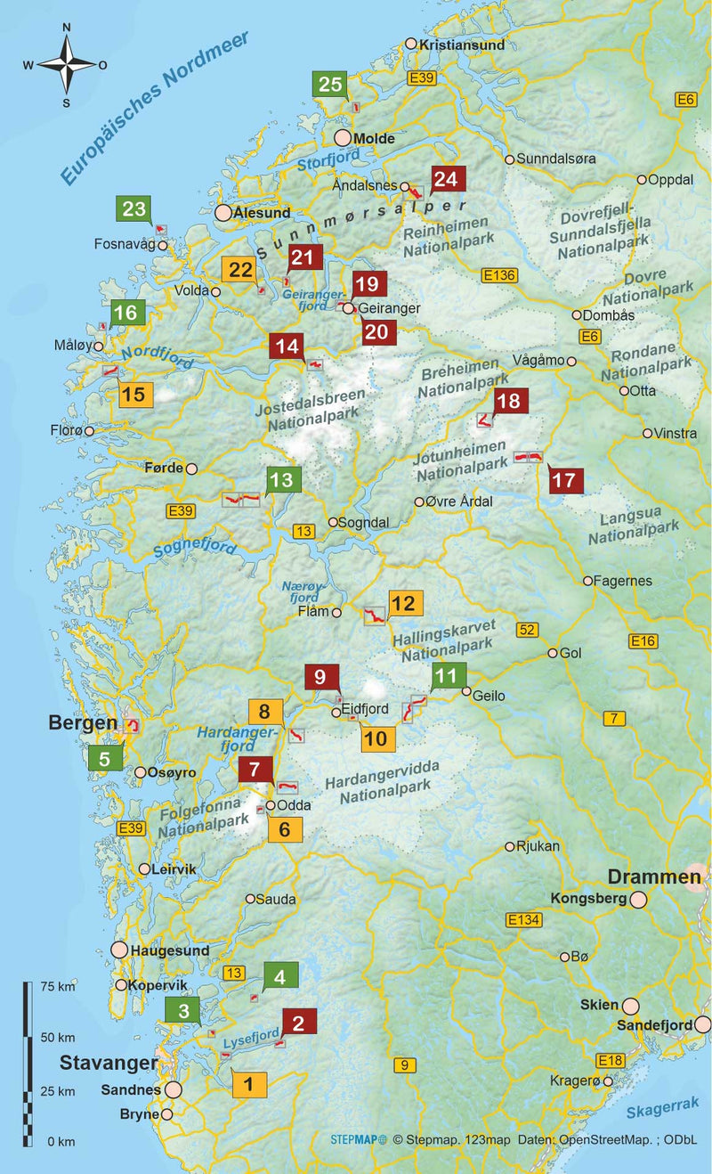 Wanderführer Fjordnorwegen 25 Touren (306) 2.A 2025