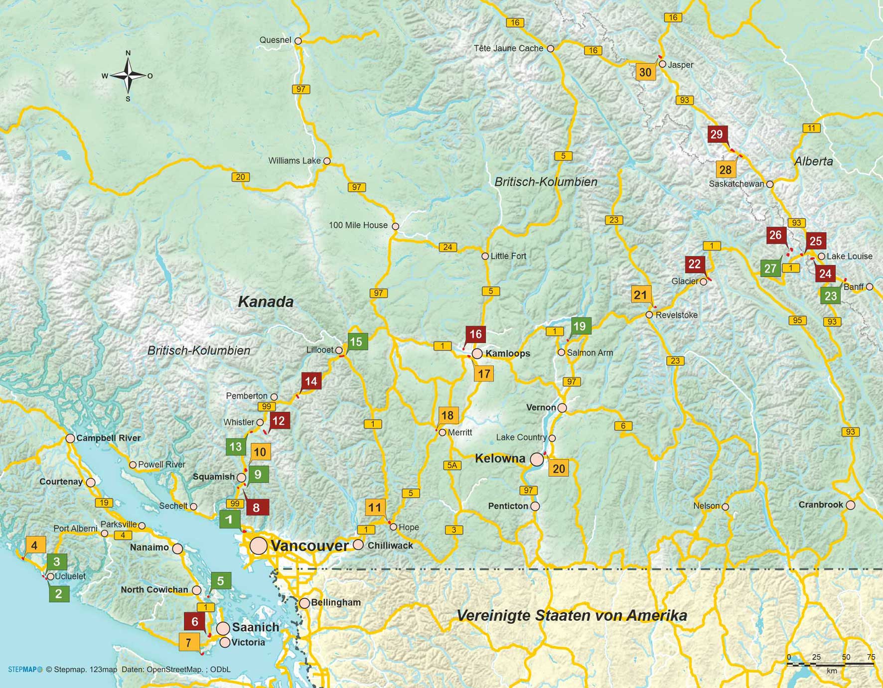 Wandelgids Kanada Südwesten- 30 Tageswanderungen (511)