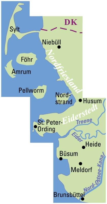 BVA-ADFC Regionalkarte Schleswig-Holsteinische NordseekÃ¼ste mit Inseln 1:75 000