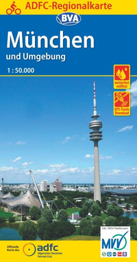 Cycling map ADFC Regionalkarte Munchen und Umgebung 1:75,000 (2019)