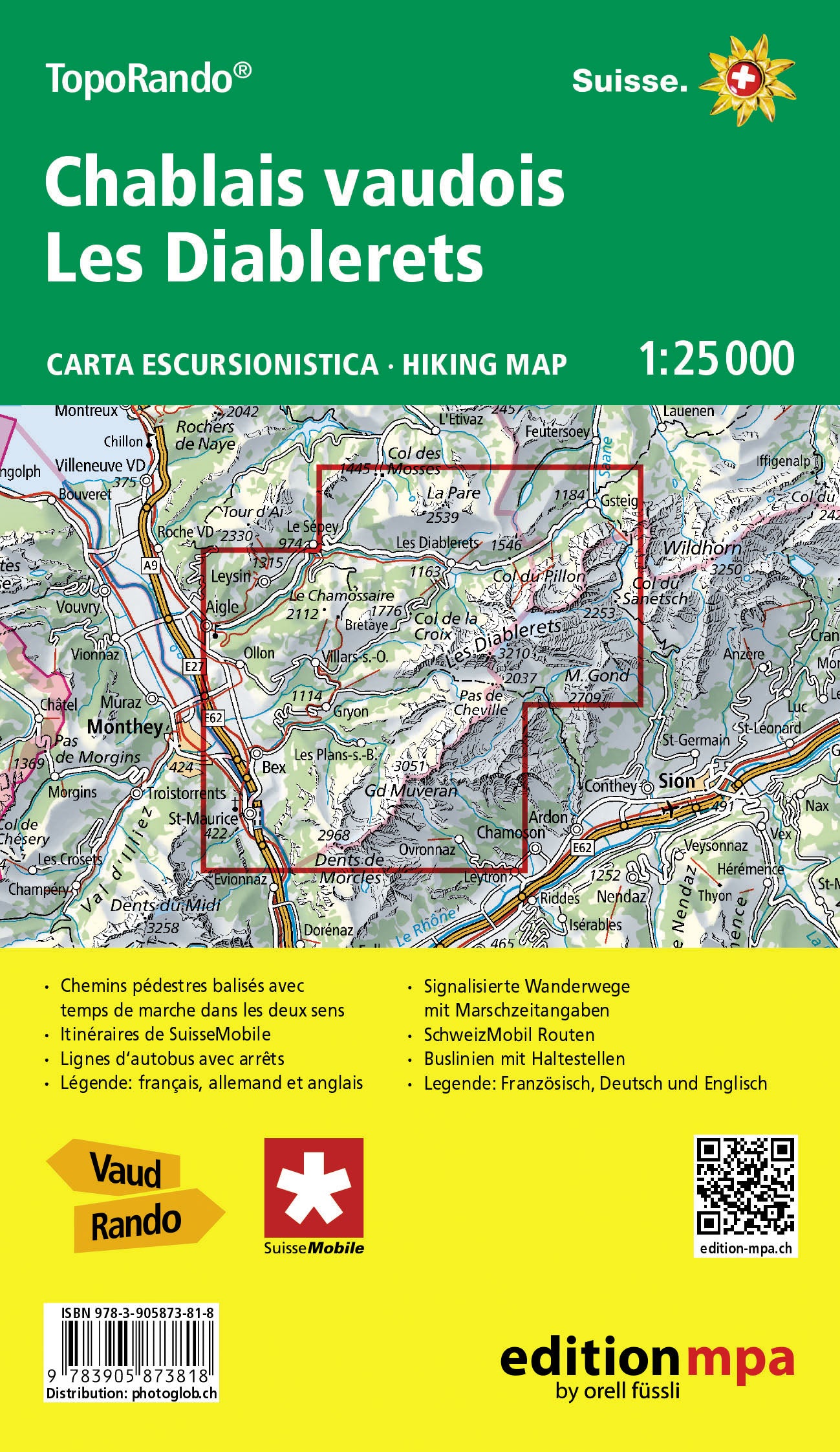 TopoRando Chablais vaudois / Les Diablerets 1:25,000