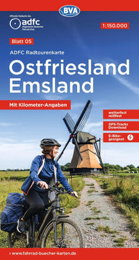Fietskaart ADFC Radtourenkarte 5 Ostfriesland - Emsland 1:150.000 (2022)