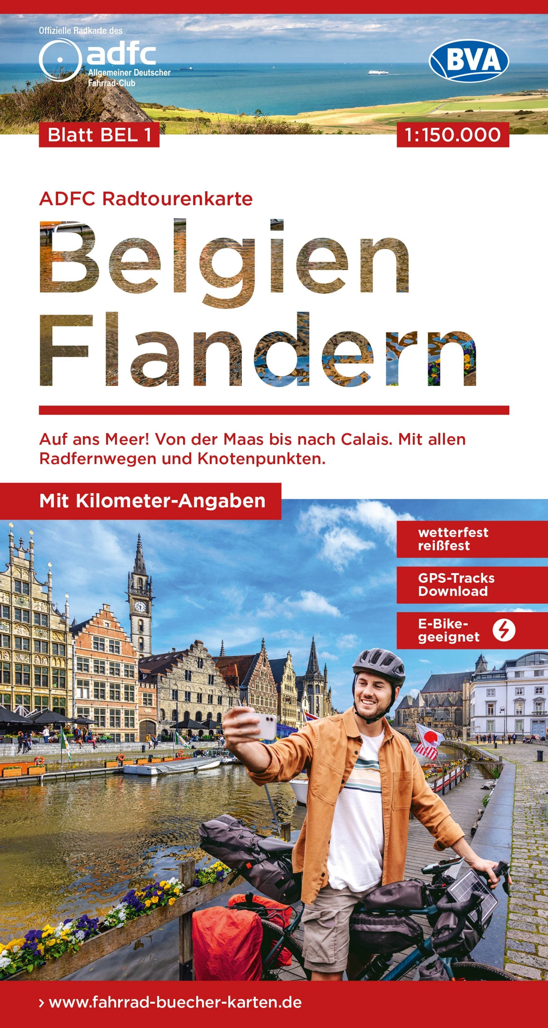 Fietskaart ADFC Belgien Flandern 1:150.000