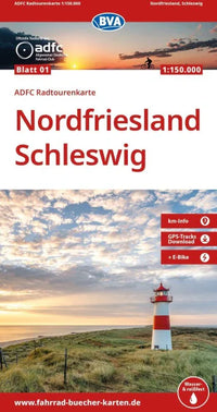 Fietskaart ADFC Radtourenkarte 1 Nordfriesland/Schleswig 1:150.000