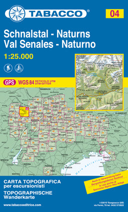 Wandelkaart Dolomiten Blad 04 - Val Senales-Naturno (GPS) 2017