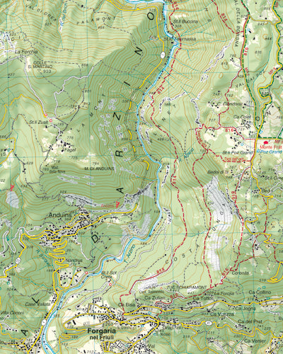 Wandelkaart Tabacco Blad 020 - Prealpi del Gemonese / Colli morenici del Friuli (GPS)