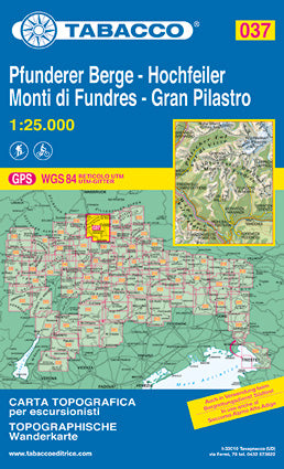 Wandelkaart Dolomiten Blad 037 - Pfunderer Berge-Hochfeiler / Monti di Fundres-Gran Pilastro (GPS)