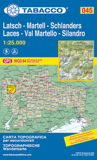 Wandelkaart Dolomiten Blad 045 Latsch-Martell-Schlanders / Laces-Val Martello-Silandro  (GPS)